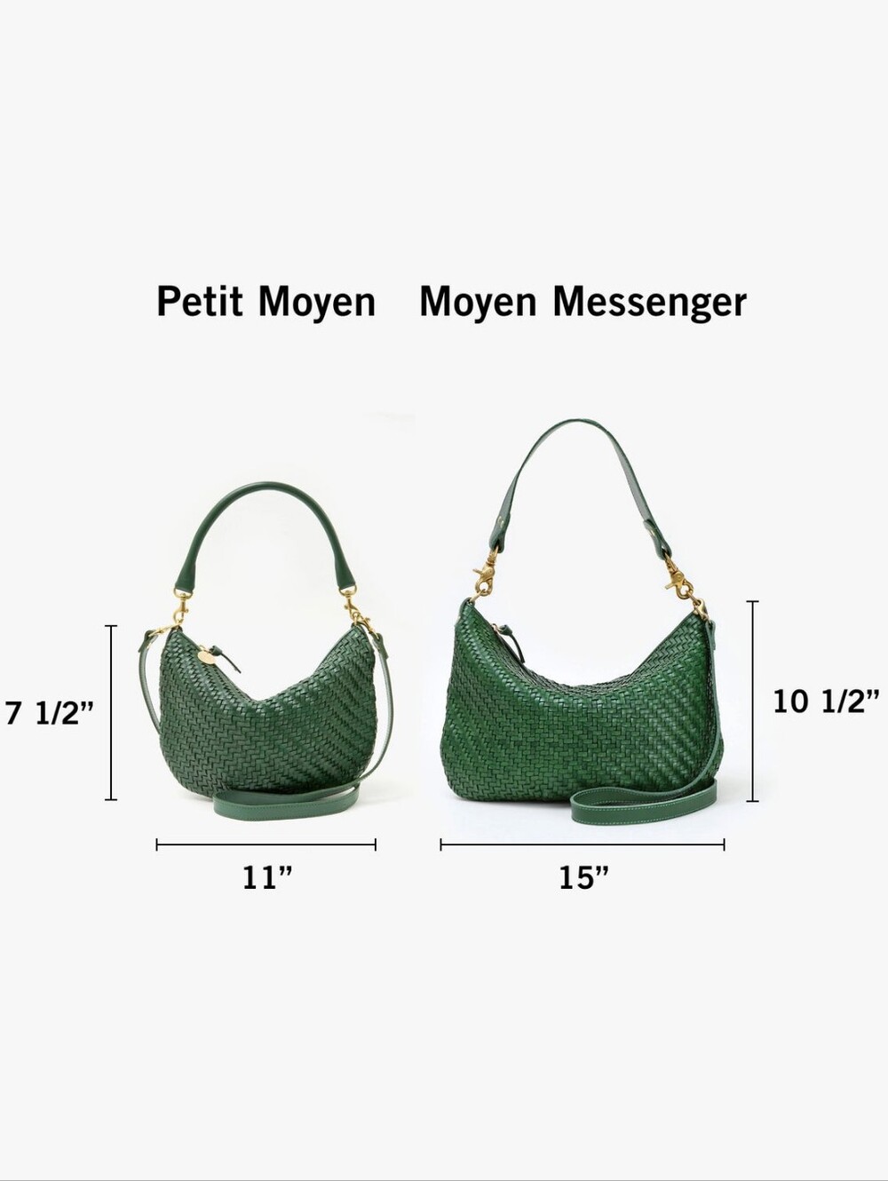 EXCELLENT CLARE V MOYEN MESSENGER BAG - EVERGREEN WOVEN ZIG-ZAG LEATHER - Picture 4 of 11